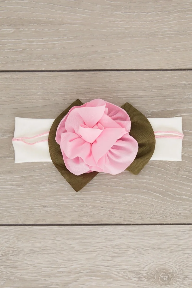 Babygiz Ecru Pink Handmade Soft Natural Cotton Combed Cotton Baby Kids Girls Bandana Diamond Series with Unique Accessories