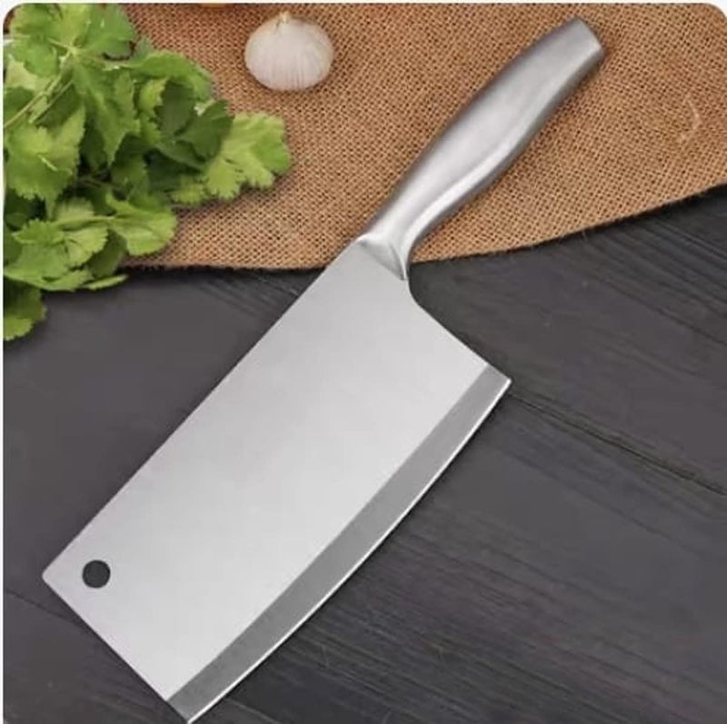 HEXONIQ® Kitchen Knife Set, 9" Paring, 12" Chef, 11.2" Cleaver High Carbon Stainless Steel Ultra Sharp Cooking Knife with Ergonomic Non-Slip Handle, Rustproof, Scratch Resistant, Silver, Pack of 3 - Image 5