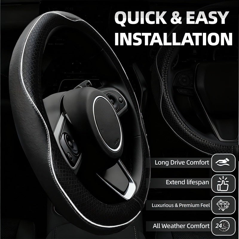 NBTEPEM 6 PCS Car Steering Wheel Cover Set, Microfiber Leather Steering Wheel Covers Universal 14.5-15 inch, Center Console Cover, Seat Belt Cushion, Cup Holder Coaster, Car Accessories Set White - Image 2