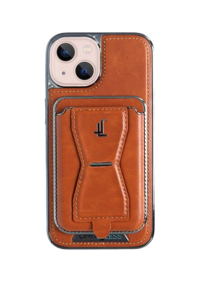 ليمتليس جراب جلدي لهاتف iPhone 13 مع حامل بطاقات قابل للفصل وحامل، واقي خلفي نحيف، غطاء جلدي ناعم الملمس، فتحات الشعار، جراب خلفي كامل مضاد للخدش ومضاد للصدمات، بني - Image 1