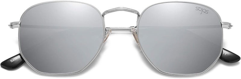 Sojos Flat working surface Square Polarized Sunglasses for Women Men Small Hexagonal Polygon Mirrored Lens SJ1072 Trendy budget practical design - Image 1