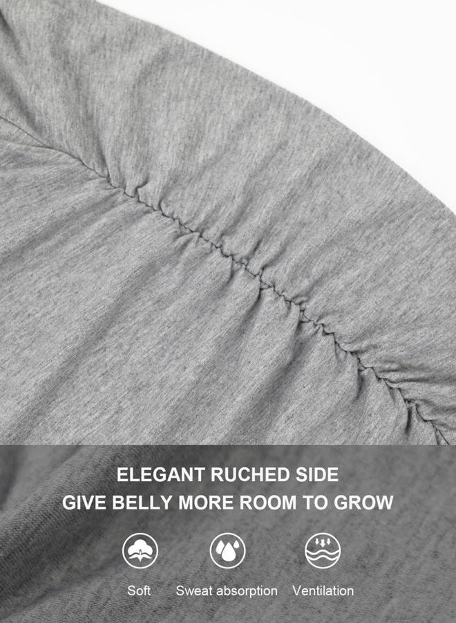 Liu & Qu Womens Maternity Tops Short Sleeve Round Neck Pregnancy Shirts 3 Packs, Black/White/Grey, L - Image 3