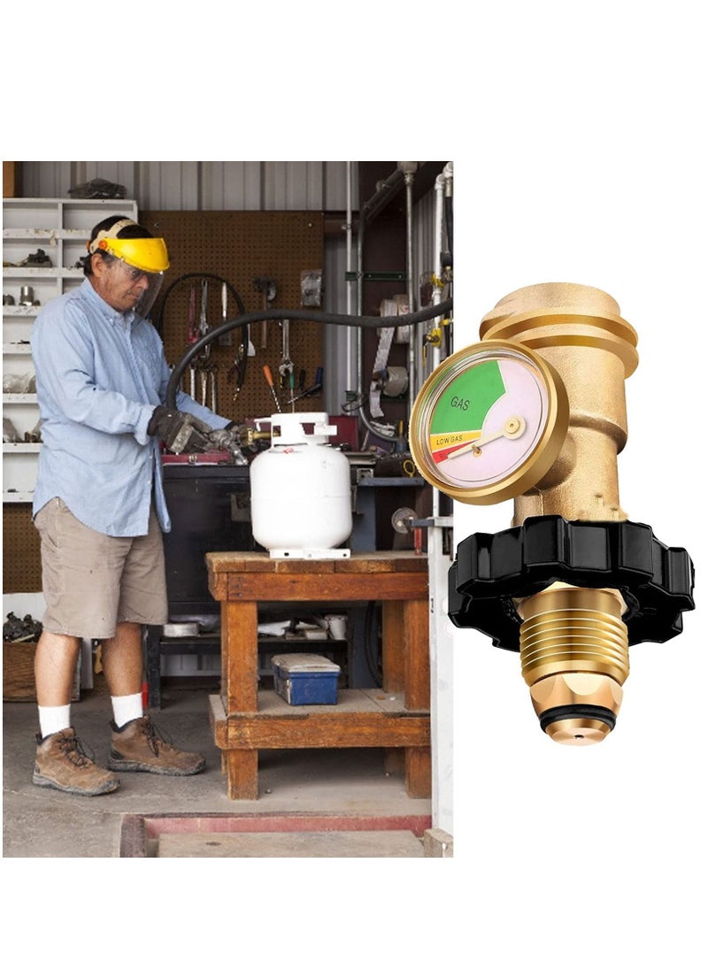 SYOSI Pol Propane Gas Meter Tank Built-In Leak Detector Suitable for QCC1 Propane Tank Gas Cylinder Pol Pressure Gauge Connector Gas Tank Interface Copper Fittings  - Image 4