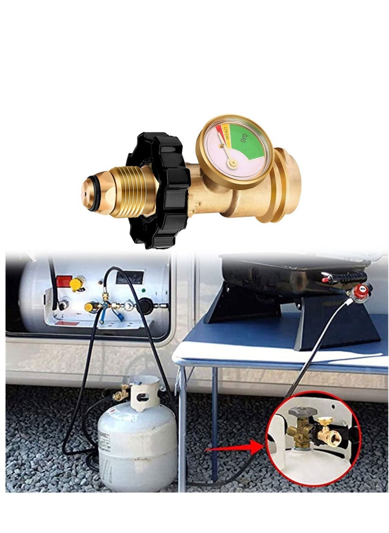 SYOSI Pol Propane Gas Meter Tank Built-In Leak Detector Suitable for QCC1 Propane Tank Gas Cylinder Pol Pressure Gauge Connector Gas Tank Interface Copper Fittings  - Image 1