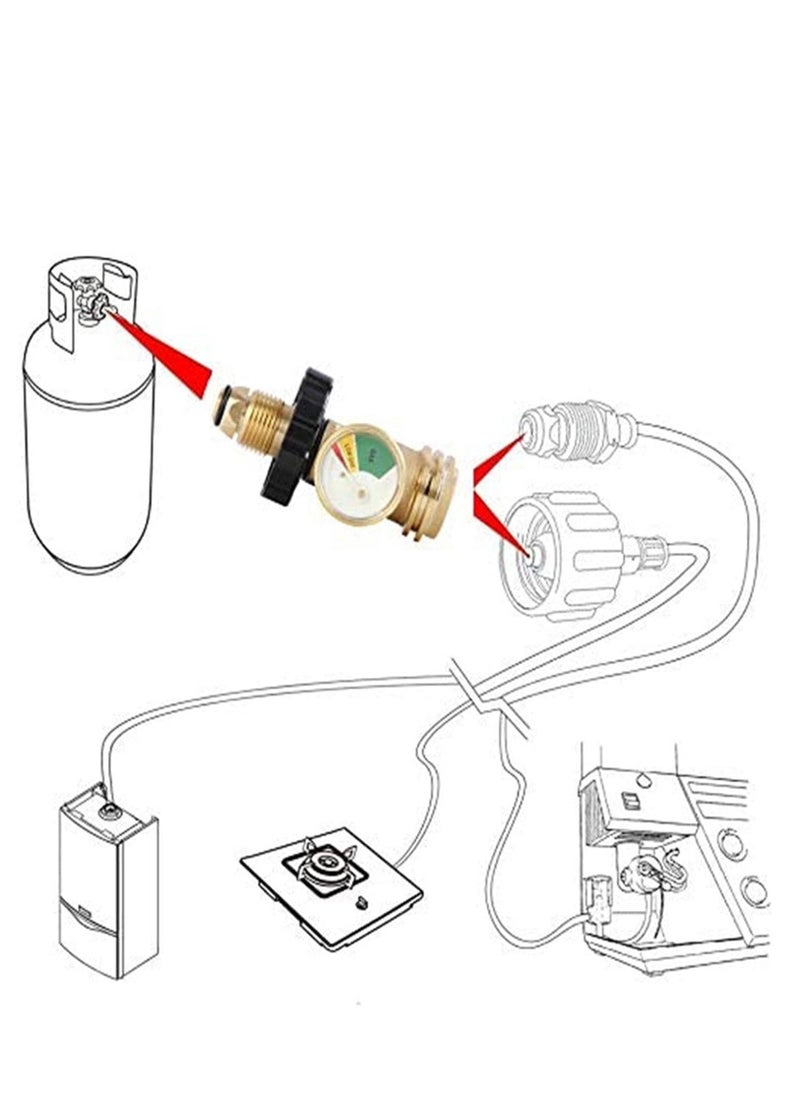 SYOSI Pol Propane Gas Meter Tank Built-In Leak Detector Suitable for QCC1 Propane Tank Gas Cylinder Pol Pressure Gauge Connector Gas Tank Interface Copper Fittings  - Image 2