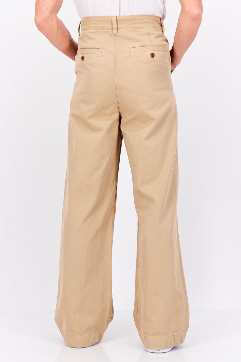 Men Regular Fit Pleated Volume Chino Pant, Dark Khaki