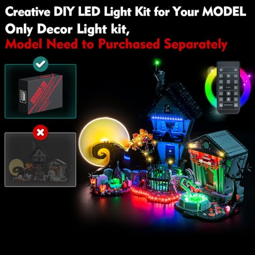 LocoLee Light Compatible with Lego Tim Burtons The Nightmare Before Christmas 21351 Lighting Set Accessories Compatible with Lego Halloween 21351 No Models Only Light Upgraded RC Version - Image 5