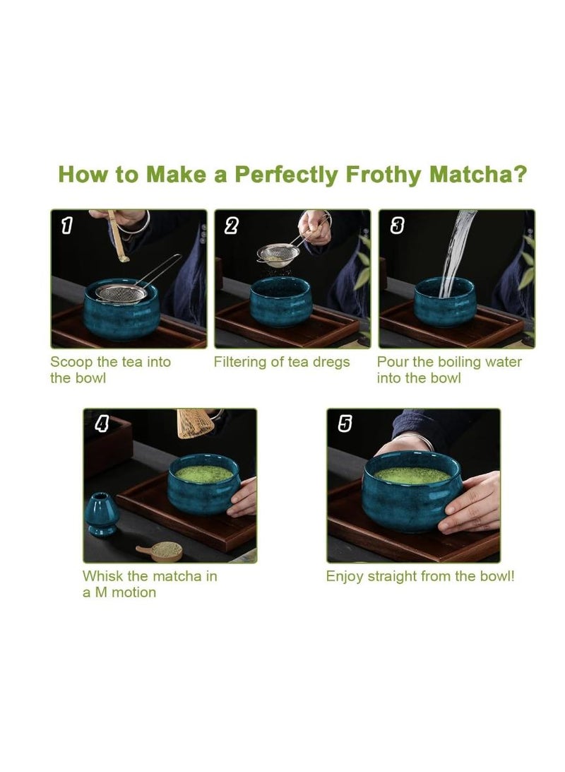 Bluejw Matcha Tea Set Japanese Matcha Tool, Handmade Matcha Ceremony Accessory 7PCS Traditional Matcha Whisk Holder Tea Making Kit Matcha Bowl Tea Scoop Bamboo Whisk Matcha Whisk Kit for Home Gift - Image 5