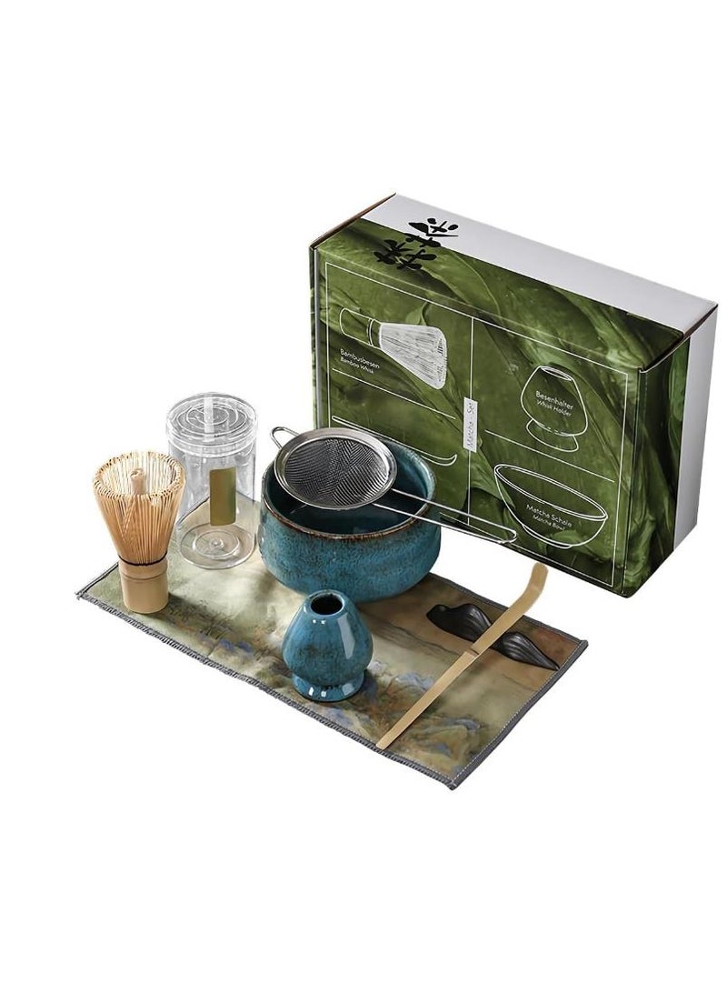 Bluejw Matcha Tea Set Japanese Matcha Tool, Handmade Matcha Ceremony Accessory 7PCS Traditional Matcha Whisk Holder Tea Making Kit Matcha Bowl Tea Scoop Bamboo Whisk Matcha Whisk Kit for Home Gift - Image 1