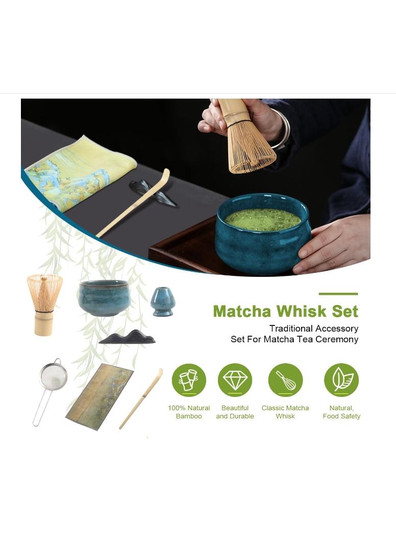 Bluejw Matcha Tea Set Japanese Matcha Tool, Handmade Matcha Ceremony Accessory 7PCS Traditional Matcha Whisk Holder Tea Making Kit Matcha Bowl Tea Scoop Bamboo Whisk Matcha Whisk Kit for Home Gift - Image 2