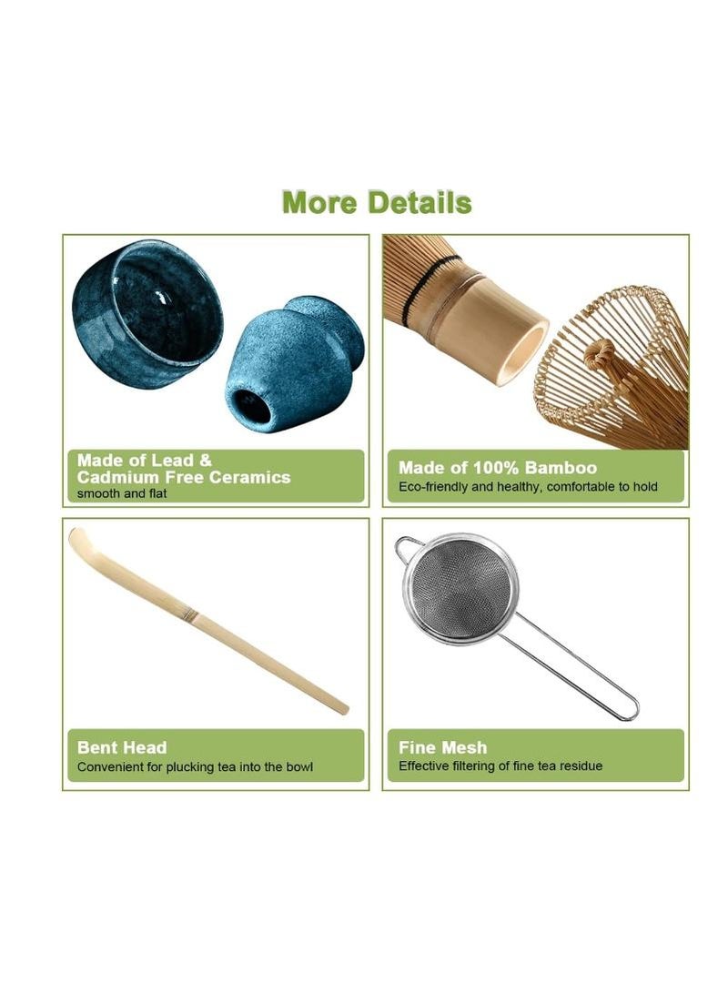 Bluejw Matcha Tea Set Japanese Matcha Tool, Handmade Matcha Ceremony Accessory 7PCS Traditional Matcha Whisk Holder Tea Making Kit Matcha Bowl Tea Scoop Bamboo Whisk Matcha Whisk Kit for Home Gift - Image 3