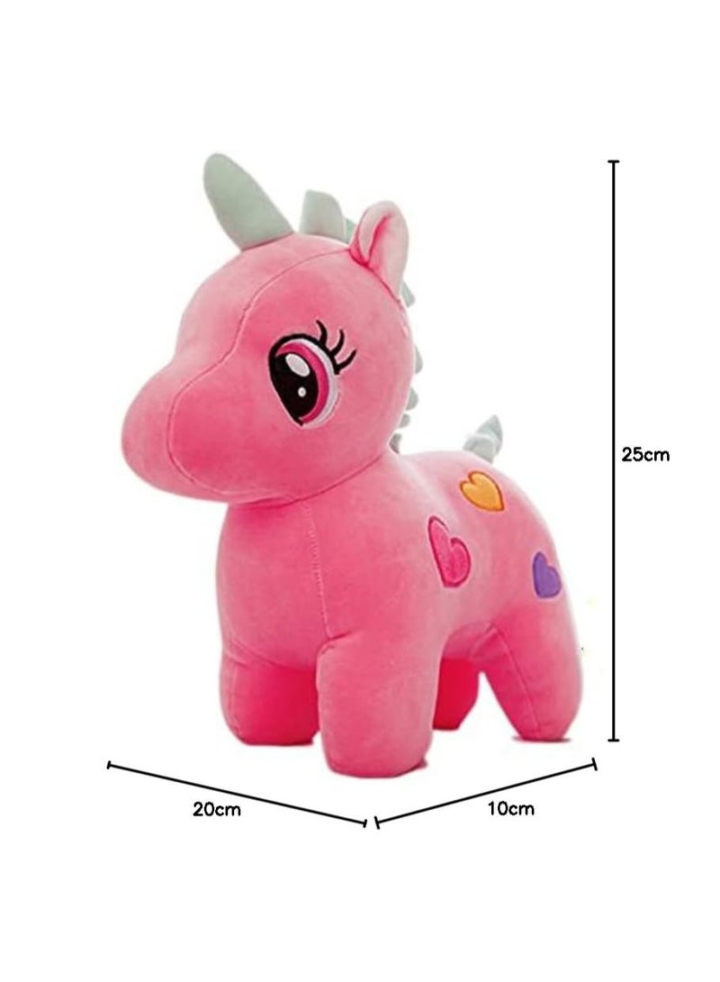 Babique Unicorn Teddy Bear Plush Soft Toy Cute Kids Birthday Animal Baby Boys/Girls (25 cm, Pink) - Image 1