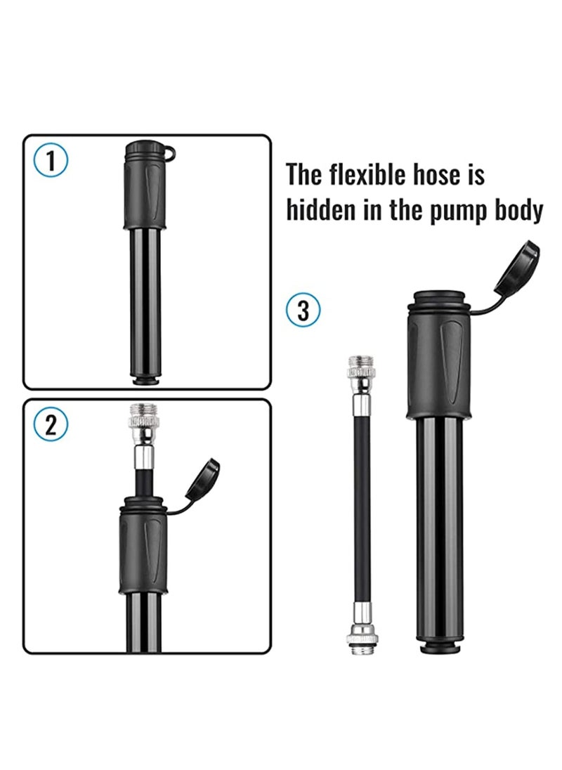 Cuken Mini Bike Pump, High Pressure Bicycle Pump, Aluminum Alloy Bike Air Pump Presta and Schrader Valve Compatible, Portable Bike Tire Pump for Road Mountain Bikes & More, Ball Pump, Black  - Image 4