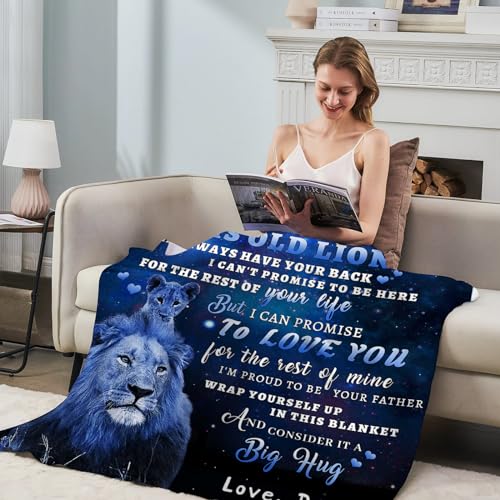 tgruihm to My Son Blanket from Dad, Blue Lion Blanket for My Sons, Son Gifts from Dad, Christmas Father to Sons Birthday Gifts Super Soft Cozy Flannel Blankets for Bed Sofa Decor 80"x60" - Image 5
