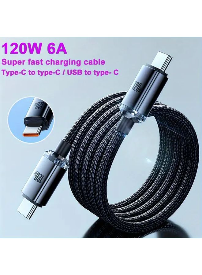 1 5m USB To Type C Fast Charging Cable 120W 6A For Samsung S23 S22 iPad Pro MacBook - Image 2