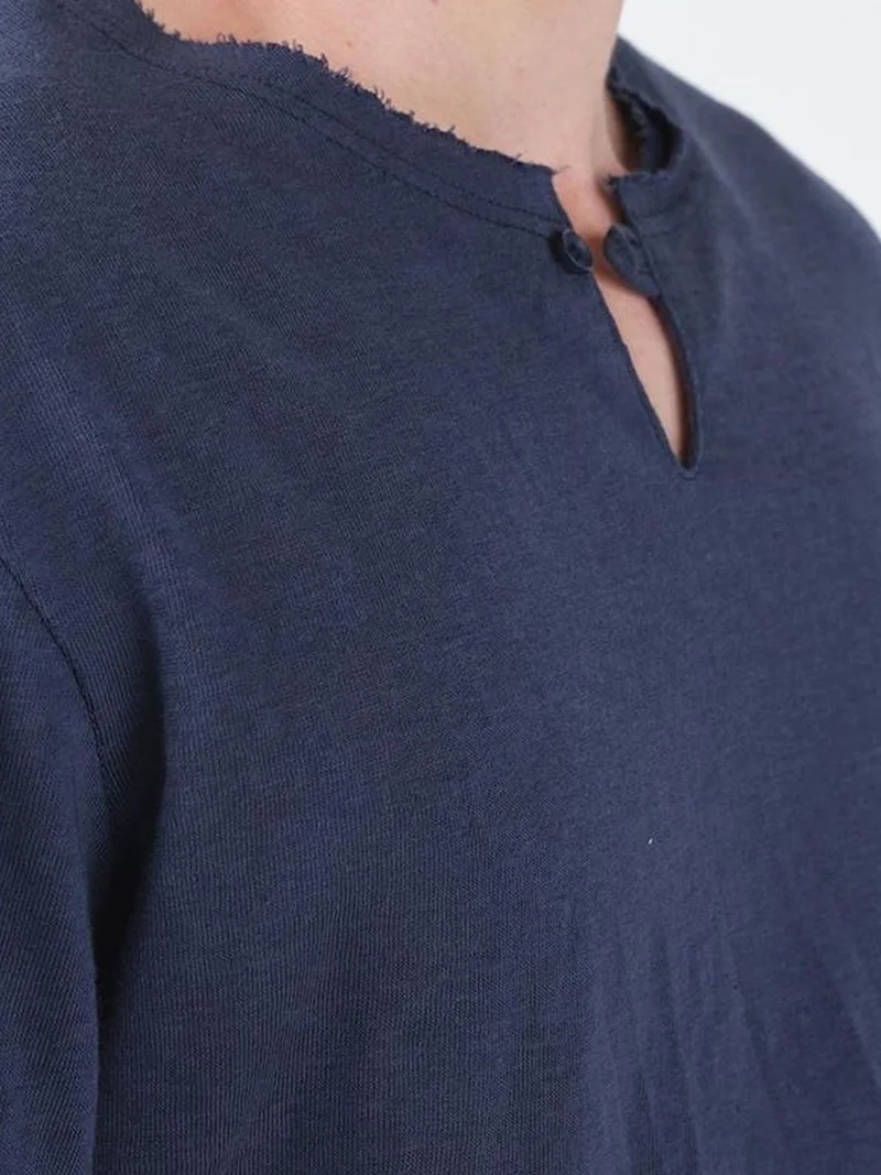 Giesto Navy Blue GIESTO Men's Cotton Long-Sleeve Crew Neck T-Shirt for Men | Best Price UAE