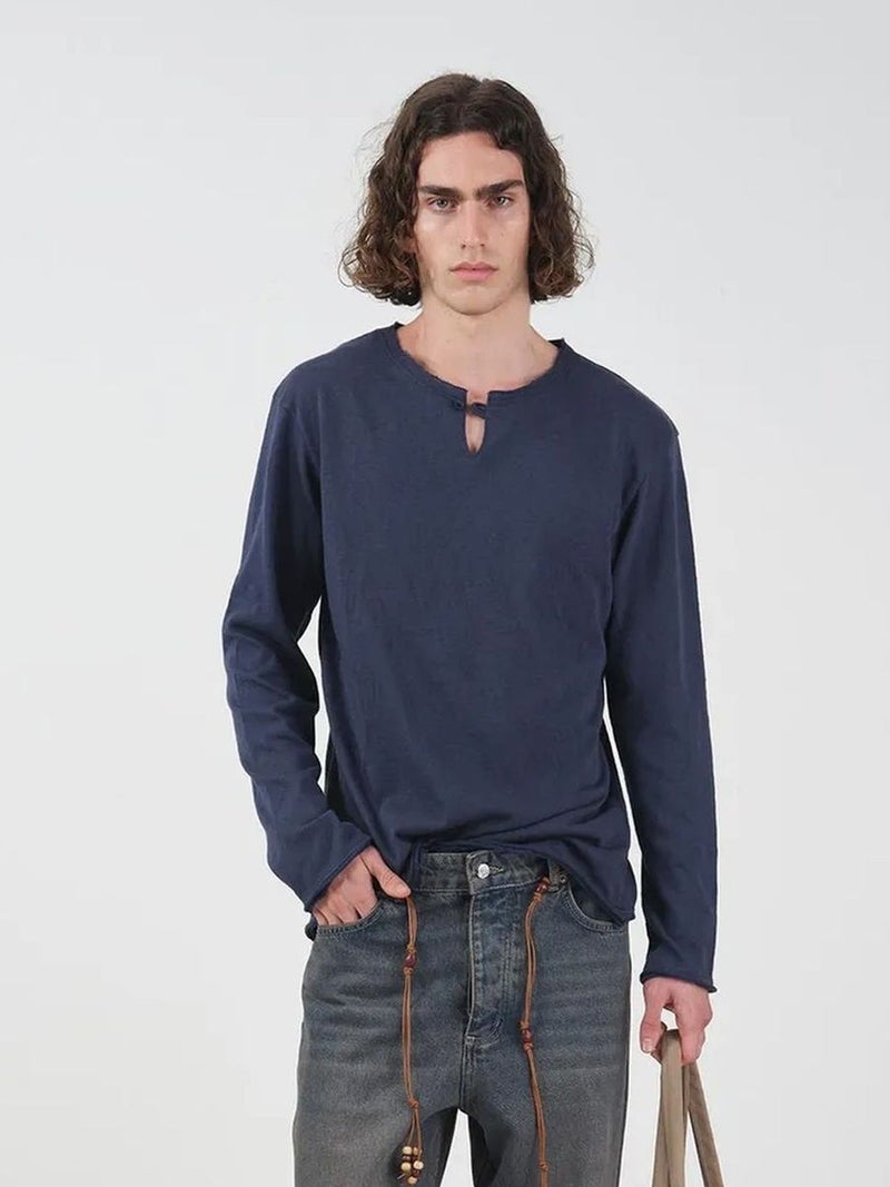 GIESTO Men's Cotton Long-Sleeve Crew Neck T-Shirt - Image 1