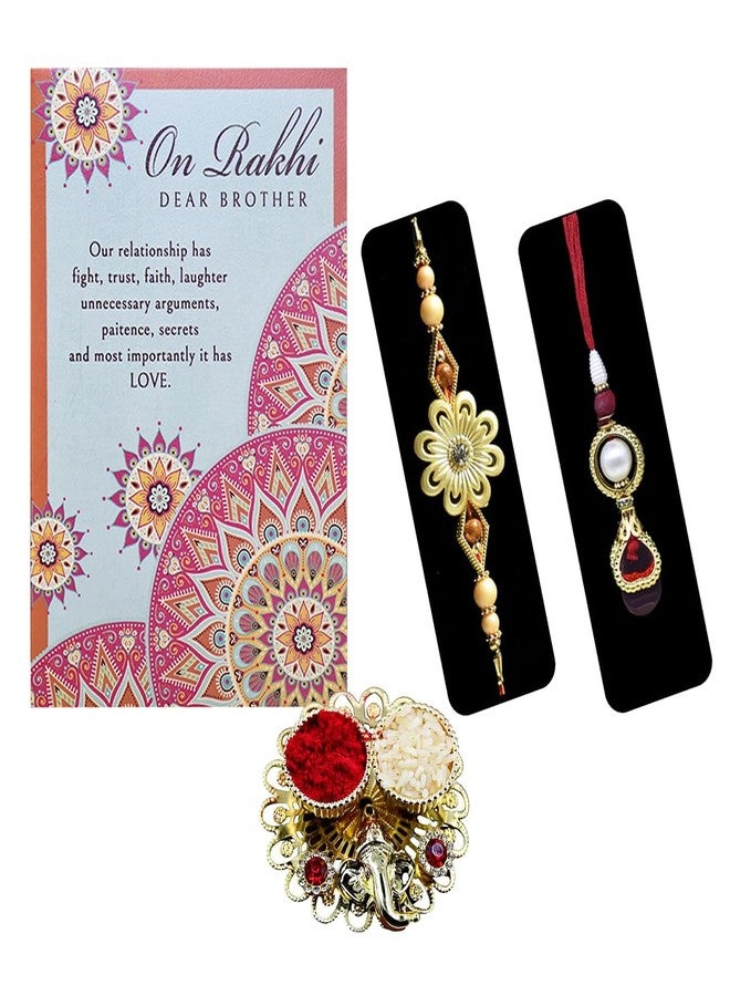 Saugat Traders Rakhi for Brother and Bhabhi with Greeing Card | Rakhi for Bhaiya | Lumba Rakhi for Bhabhi | Roli Chawal Chopra | Exclusive Rakhi - Image 1