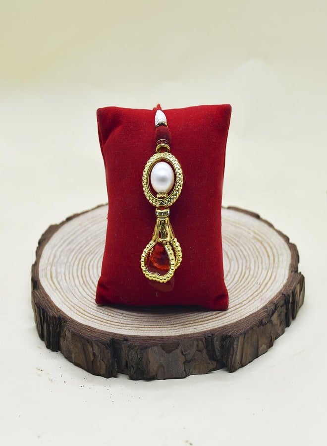 Saugat Traders Rakhi for Brother and Bhabhi with Greeing Card | Rakhi for Bhaiya | Lumba Rakhi for Bhabhi | Roli Chawal Chopra | Exclusive Rakhi - Image 4