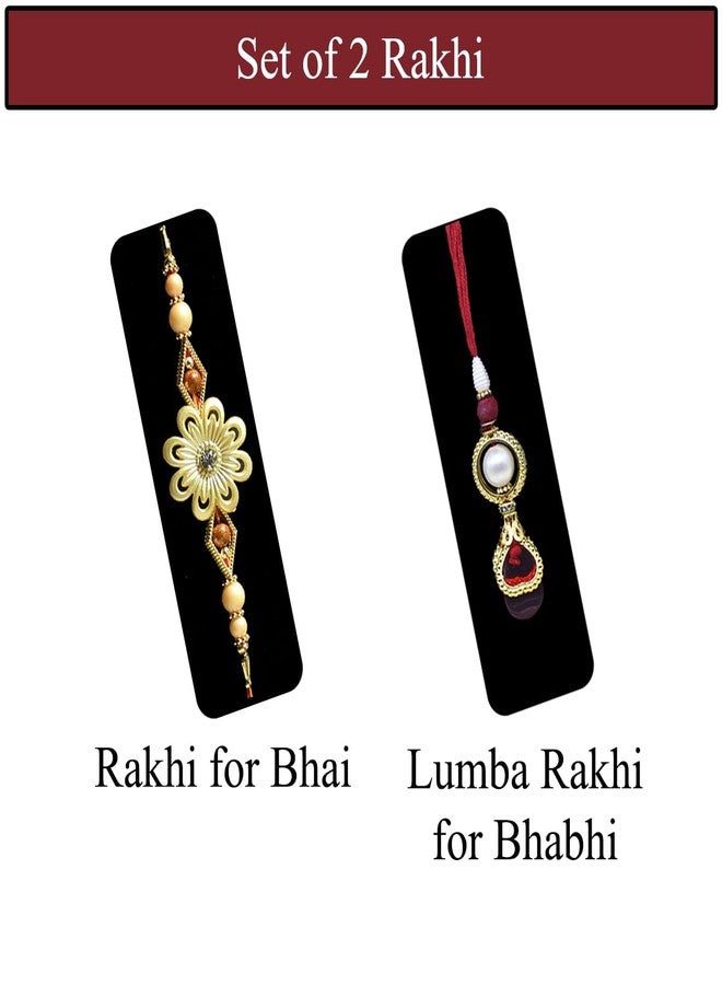 Saugat Traders Rakhi for Brother and Bhabhi with Greeing Card | Rakhi for Bhaiya | Lumba Rakhi for Bhabhi | Roli Chawal Chopra | Exclusive Rakhi - Image 2