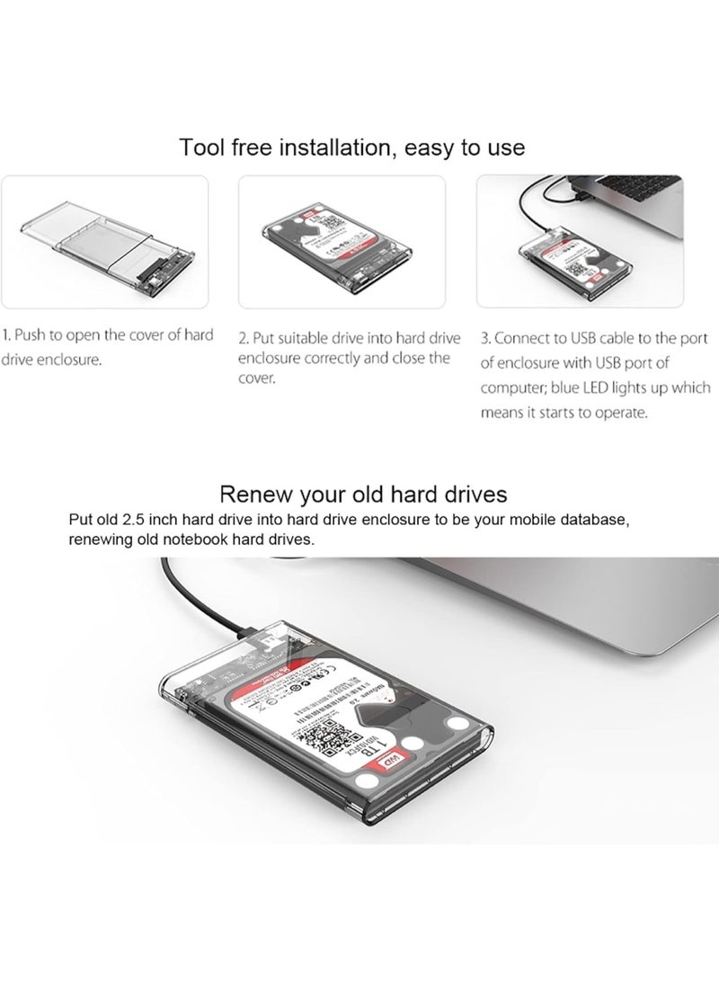 2.5inch USB3.0 SATA3.0 High Speed 5Gbps Mobile Hard Disk Enclosure Supports 5TB UASP Acceleration (transparent)  - Image 3