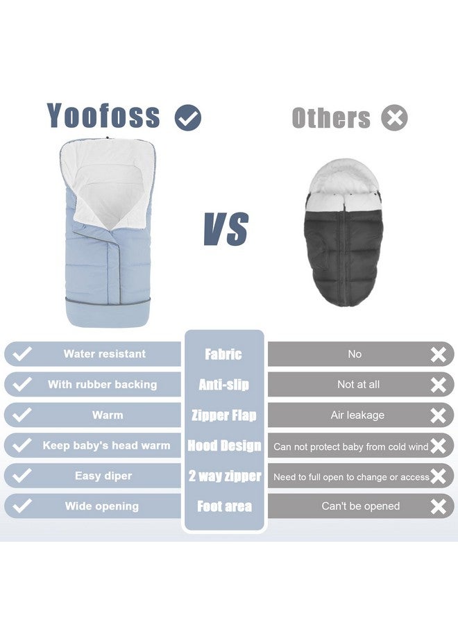 Yoofoss Stroller Cover for Winter, Toddler Stroller Footmuff Universal for Most Stroller, Water Resistant Warm Coral Baby Stroller Bunting Sleeping Bag Blue - Image 5