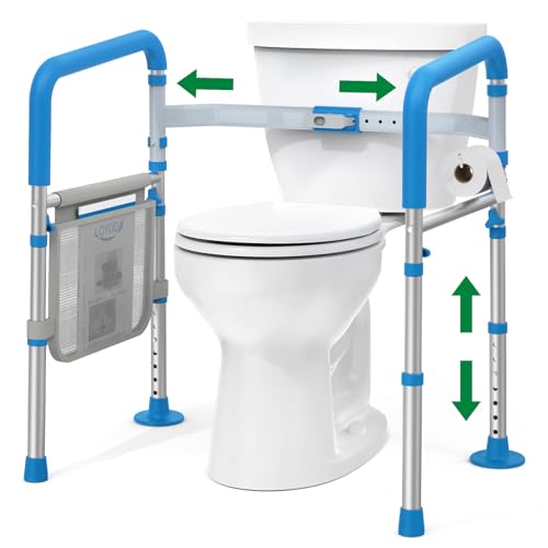 Loyoda Toilet Safety Rails for Seniors, Adjustable Height Toilet Handles for Elderly and Disabled, One-Button Width Adjustment, Foldable Handles, 350 LBS, Toilet Bars Fit Most Toilets - Image 1
