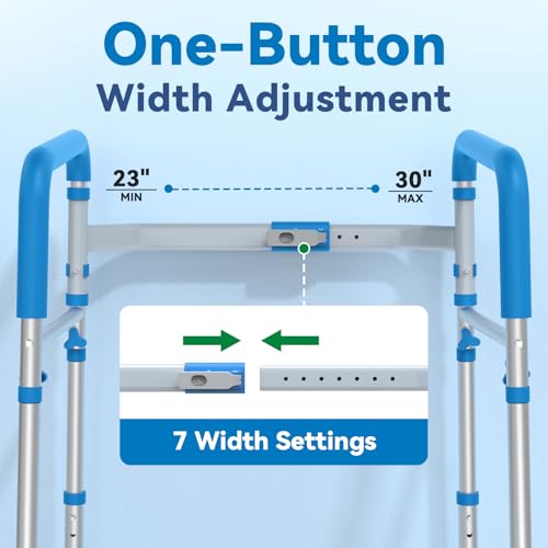 Loyoda Toilet Safety Rails for Seniors, Adjustable Height Toilet Handles for Elderly and Disabled, One-Button Width Adjustment, Foldable Handles, 350 LBS, Toilet Bars Fit Most Toilets - Image 3