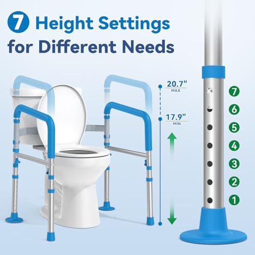 Loyoda Toilet Safety Rails for Seniors, Adjustable Height Toilet Handles for Elderly and Disabled, One-Button Width Adjustment, Foldable Handles, 350 LBS, Toilet Bars Fit Most Toilets - Image 4