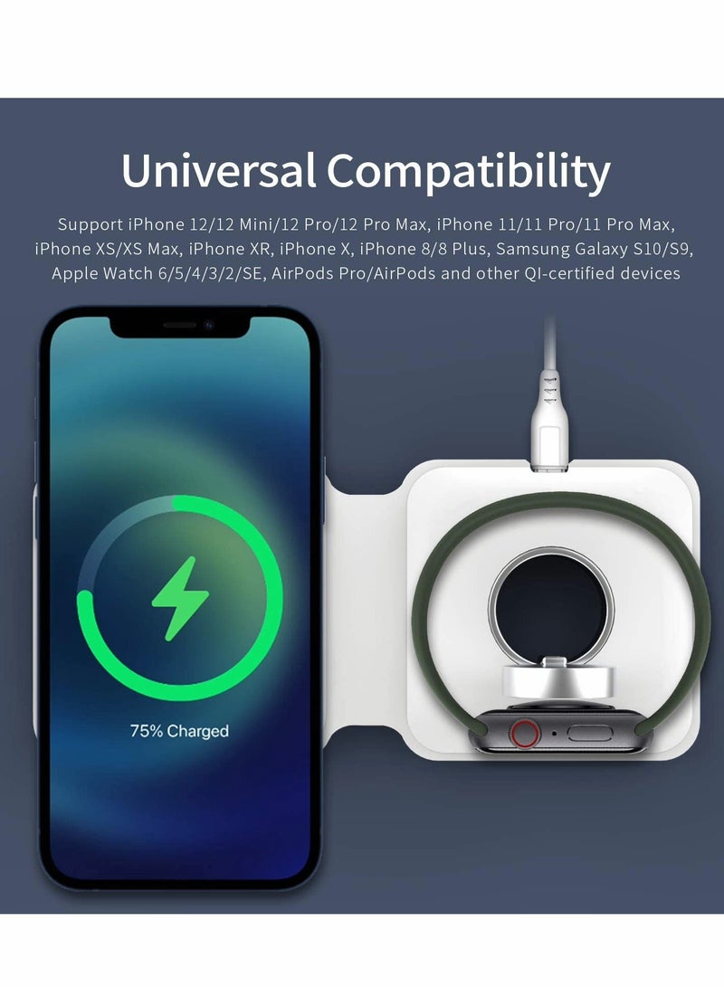 Barakah Wireless Charging Pad, Portable 2 in 1 Foldable Charging Dock Power Station for Watch and Phone - Image 2