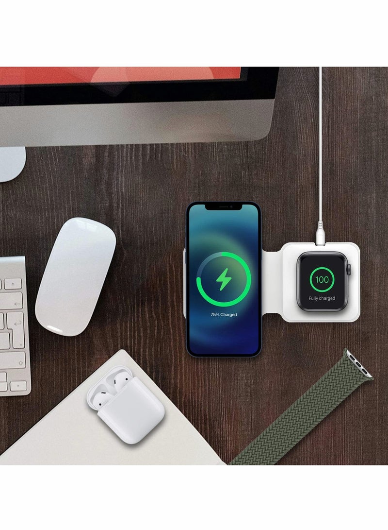 Barakah Wireless Charging Pad, Portable 2 in 1 Foldable Charging Dock Power Station for Watch and Phone - Image 3