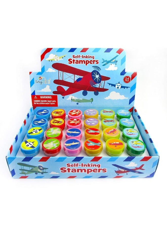 TINYMILLS 24 Pcs Airplane Stampers for Kids Birthday Party Favors Bag Stuffers Pinata Fillers Classroom Rewards Carnival Prizes Gifts - Image 1