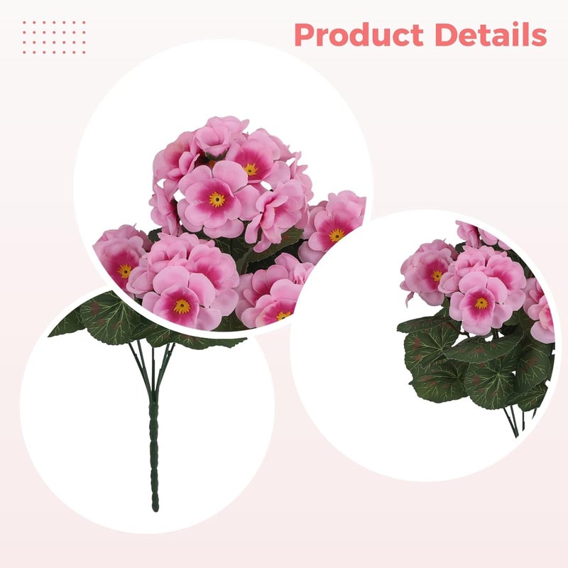 Geranium Flowers, 5 Artificial Plants, 14 in Decor - Image 2
