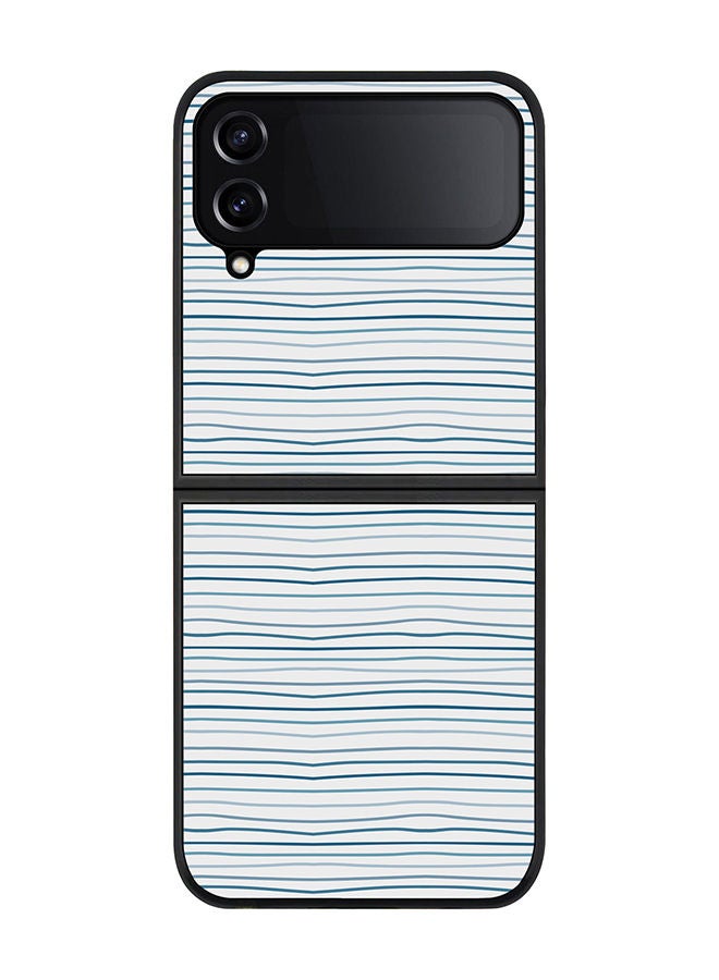 Stylizedd Rugged Black edge case for Samsung Galaxy Z Flip4 Slim fit Soft Case Flexible Rubber Edges Anti Drop TPU Gel Thin Cover - Shaky Lines - Image 1