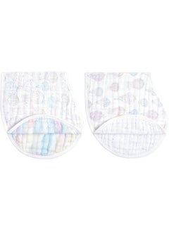 aden + anais aden + anais 100% Organic Cotton Muslin Burpy Bib – Multi-Use, Absorbent 4-Layer Burp Cloth & Full-Coverage Snap-Closure Baby Bib, Lap-Shoulder Drool Cloth, 22.5” X 11”, 2-Pack, Above The Clouds  - Image 1
