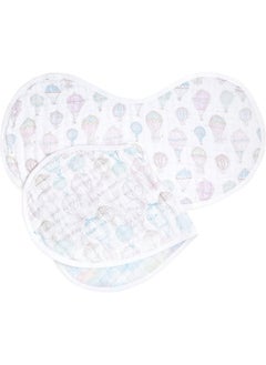 aden + anais aden + anais 100% Organic Cotton Muslin Burpy Bib – Multi-Use, Absorbent 4-Layer Burp Cloth & Full-Coverage Snap-Closure Baby Bib, Lap-Shoulder Drool Cloth, 22.5” X 11”, 2-Pack, Above The Clouds  - Image 2