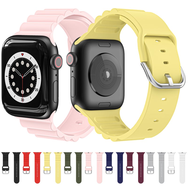 Business B Style Silicone Watch Band For Apple Watch Series 7 45mm / 6 & SE & 5 & 4 44mm / 3 & 2 & 1 42mm(Pink)