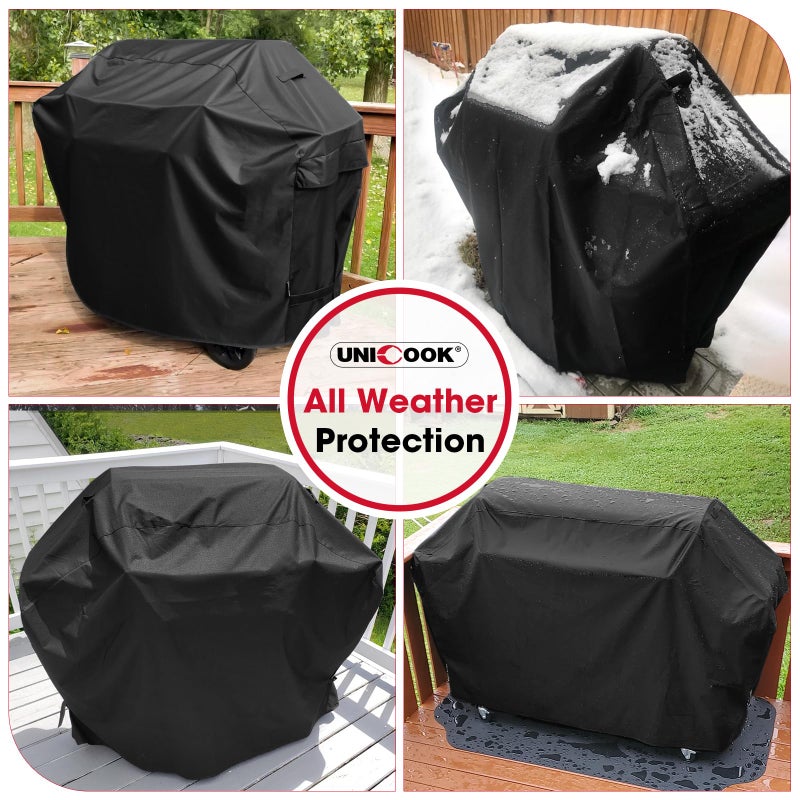 Unicook Grill Cover 60 Inch, Heavy Duty Waterproof Gas Grill Cover for Outside, Fade Resistant Outdoor Barbecue Protector, Compatible with Weber Char-Broil Nexgrill BBQs up to 58" Wide - Image 2