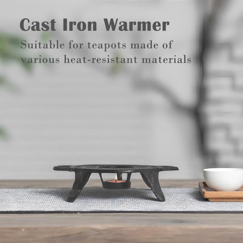 SECHUDO Cast Iron Candle Warmer for Tea Kettle or Tea Pot, Tea Light Warmer, Teapot and Dish Cups Heater, Pan Trivet, Vintage Decorative Stands for Heat Tea or Coffee Milk(Round) - Image 2
