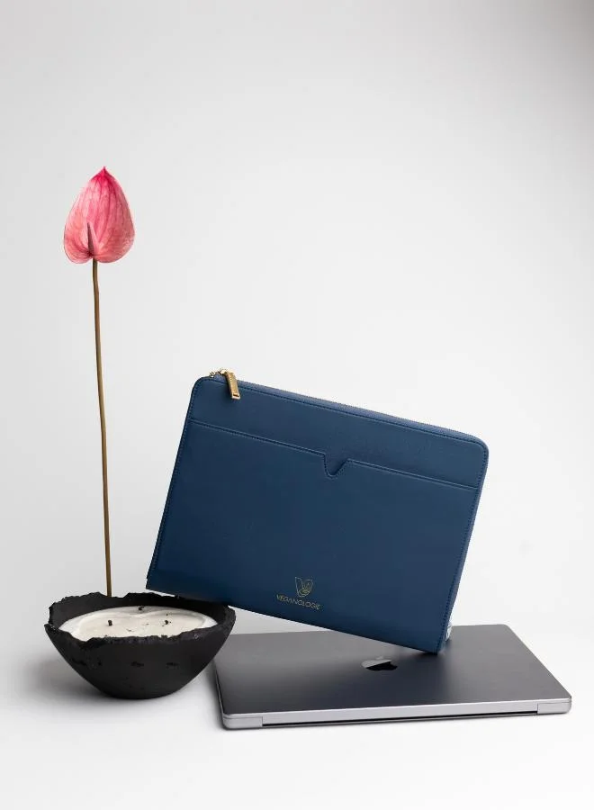 Veganologie Eden Apple Leather Laptop Sleeve 13" in Blue Made From 30 Apples