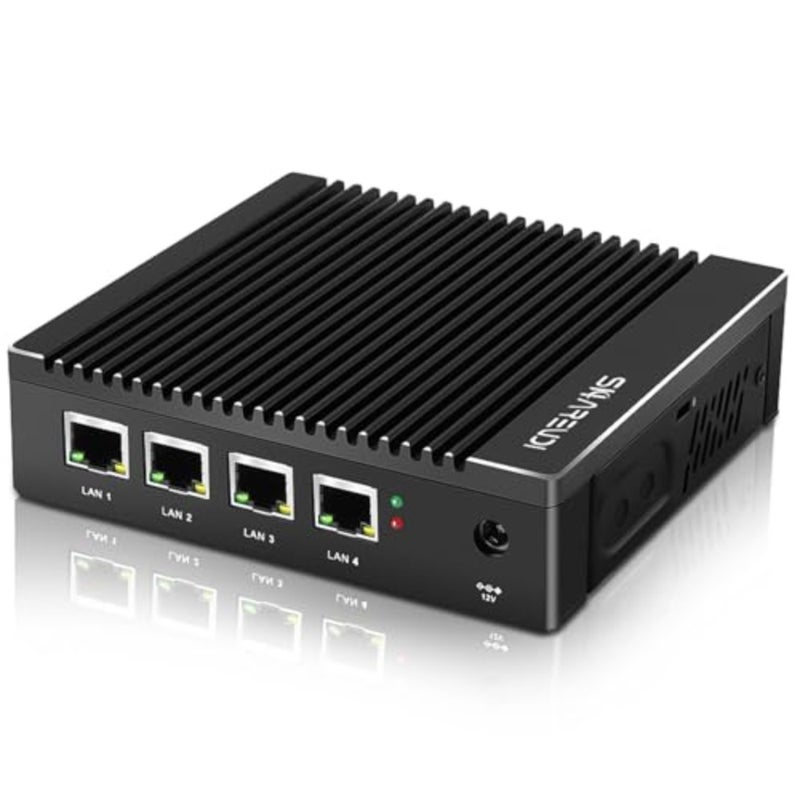 كمبيوتر صغير بدون مروحة لجدار الحماية 4x i226-V LAN 8GB DDR3 128GB SSD mSATA Intel N3710 رباعي النواة، اختبار موجه بوابة الشبكة AES NI مع pf-Sense/opn-Sense - Image 1