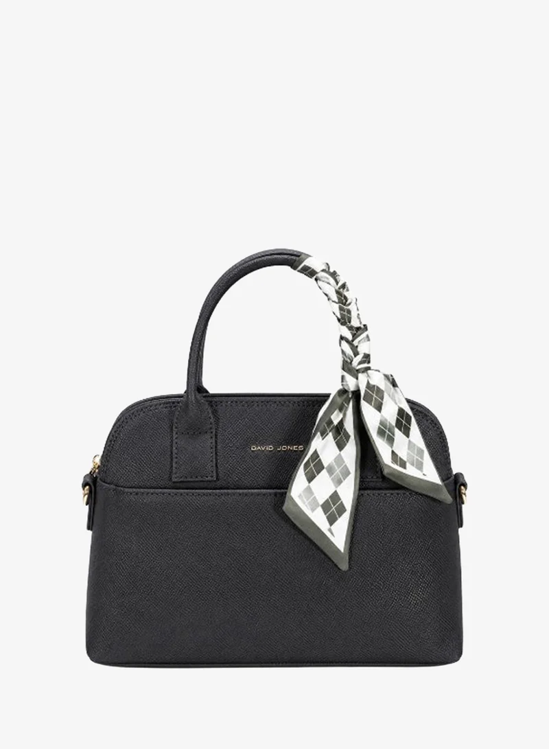 David Jones faux leather structured semicircular handbag model cm8208| Handbag with twilly for formal and casual styles| sleek leather bag in summer shades