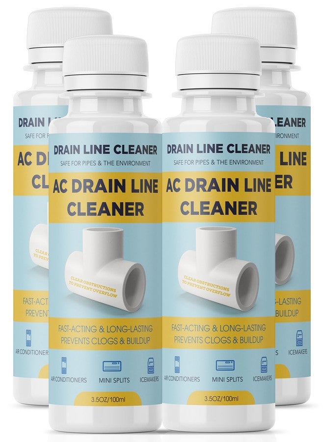 LIIZOUSUDA 4 Pack A/C Condensate Drain Line Cleaner - Prevents Odors & Water Damage - Air Conditioner Drain Lines Solution for Pipes Systems - Fast Acting & Long Lasting - 16 oz - Image 1