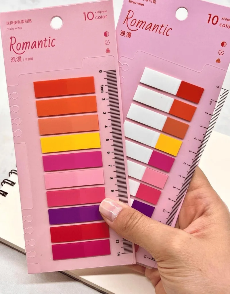 كاغيت جيمي دوكان Paper Ship Shop 2-Piece Transparent Pet Index Set 10 Colored Ruler Romantic Full and Half Color / Index Sticker / Postit