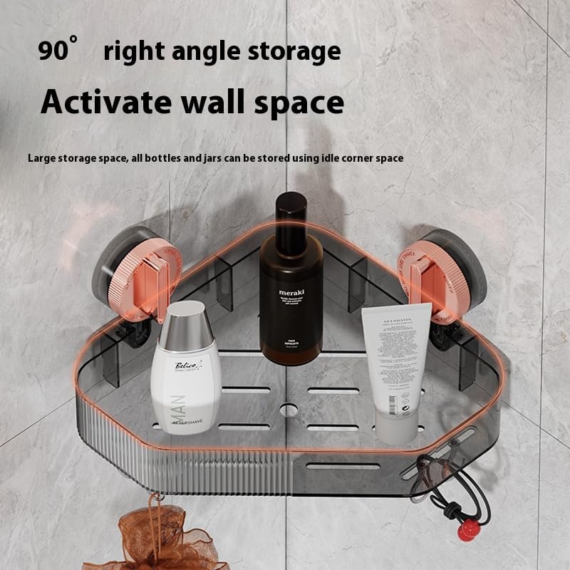 Shower Caddy Corner with Suction Cup and 4 Movable Hooks - Rose Gold - Image 3