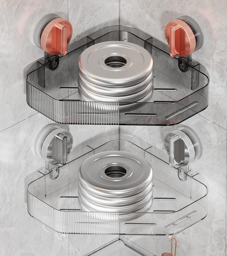 Shower Caddy Corner with Suction Cup and 4 Movable Hooks - Rose Gold - Image 5
