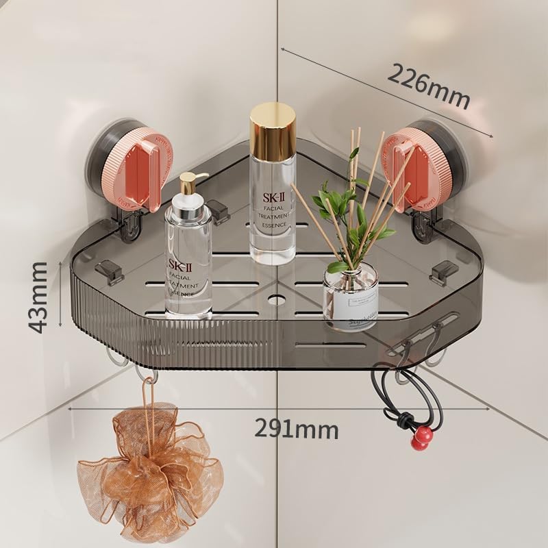 Shower Caddy Corner with Suction Cup and 4 Movable Hooks - Rose Gold - Image 2