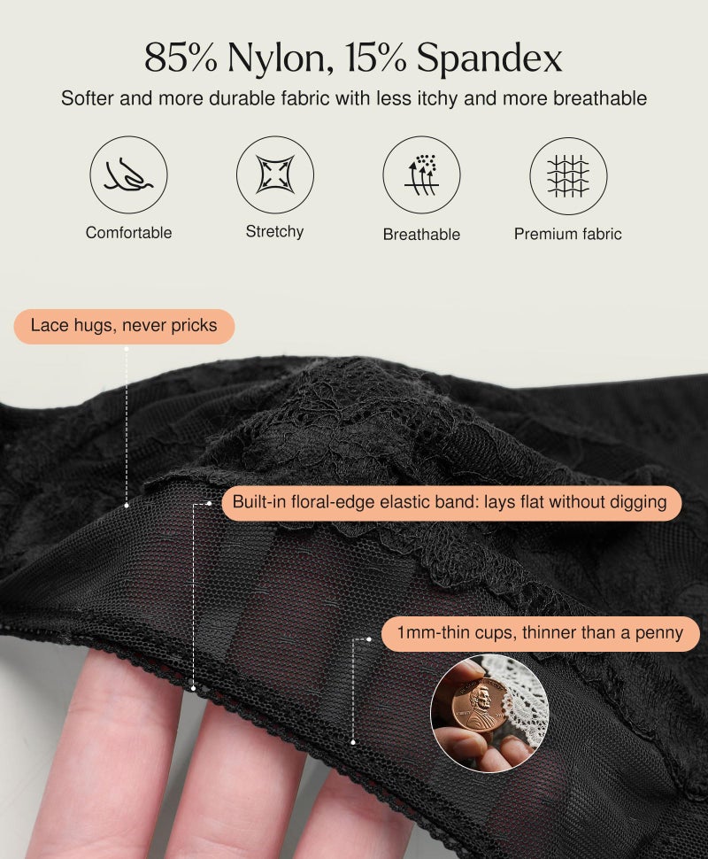 Popilush Minimizer Bras for Women, Lace Underwire Bra, Unlined Full Coverage with Comfortable Lift for Large Bust Size 3DDD Color Black - Image 5