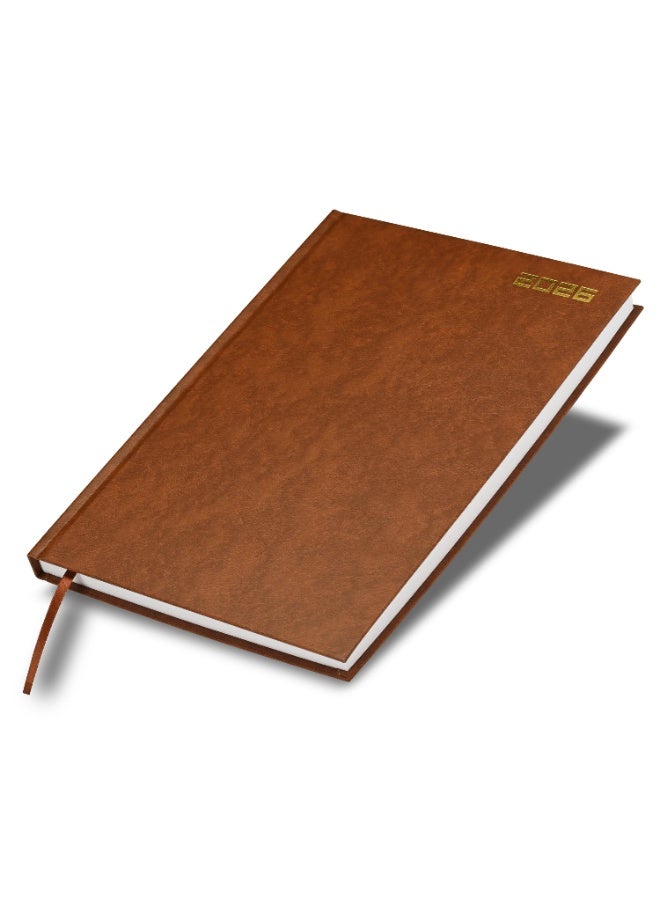 FIS 2026 Diary, A4 Size Diary(210x297mm), Hard Cover Vinyl Materials, 1 Day a Page, English, 60gsm White Paper, Brown Color-FSDI41E26BR - Image 1