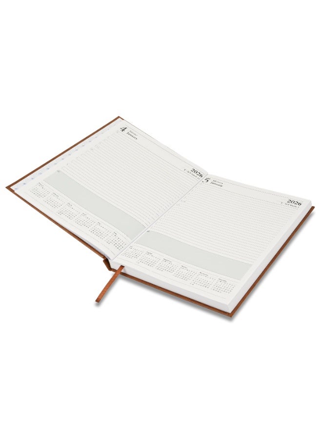 FIS 2026 Diary, A4 Size Diary(210x297mm), Hard Cover Vinyl Materials, 1 Day a Page, English, 60gsm White Paper, Brown Color-FSDI41E26BR - Image 3